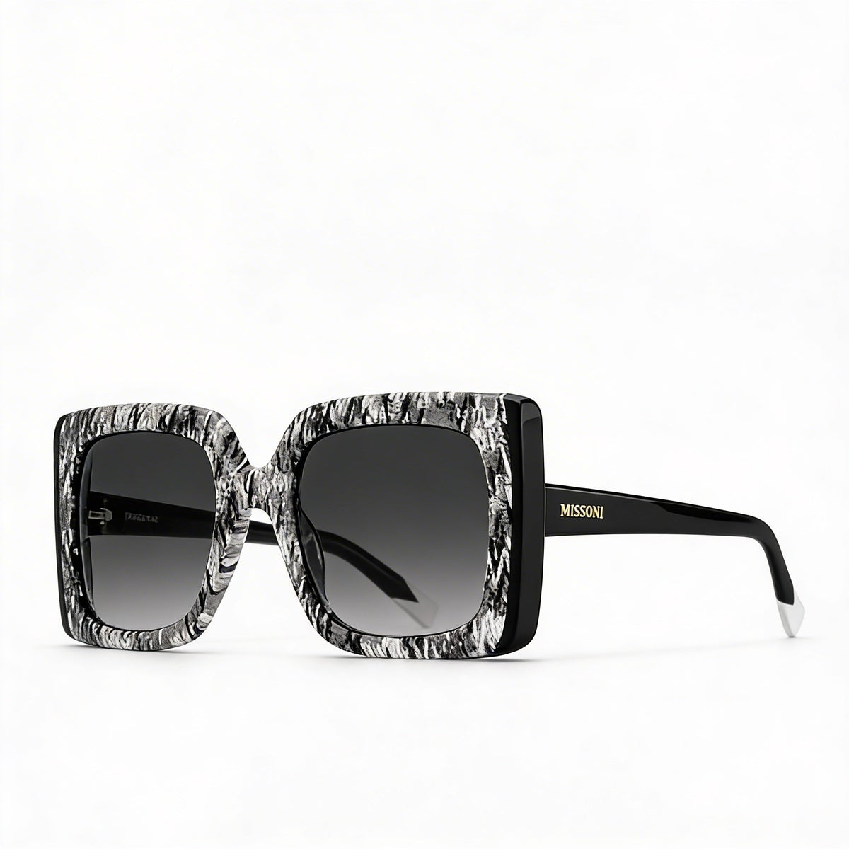 Gafas de sol clásicas Missoni de acetato para mujer, patrón negro, degradado gris oscuro, protección 100% UV, 54 mm, Photo 2