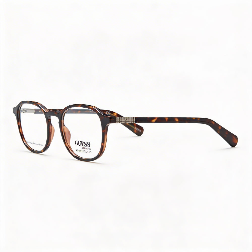 Guess Casual Unisex Blonde Havana Plastic Frame Transparent Non- Lenses Eyewear 53mm