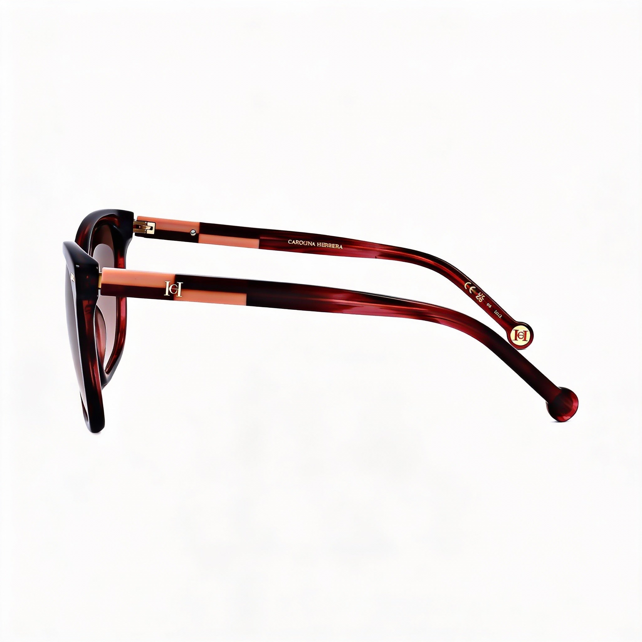 Carolina Herrera Classic HER 0137/S Women's Rectangular Acetate Sunglasses Burgundy Horn 54-17-145, Photo 1