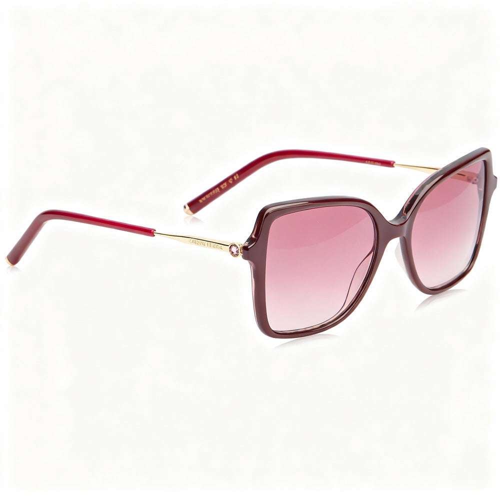 Carolina Herrera Seasonal Women's Burgundy Gold Pink Acetate Frame Sunglasses with Burgundy Gold Non-Polarized UV Lenses 55mm