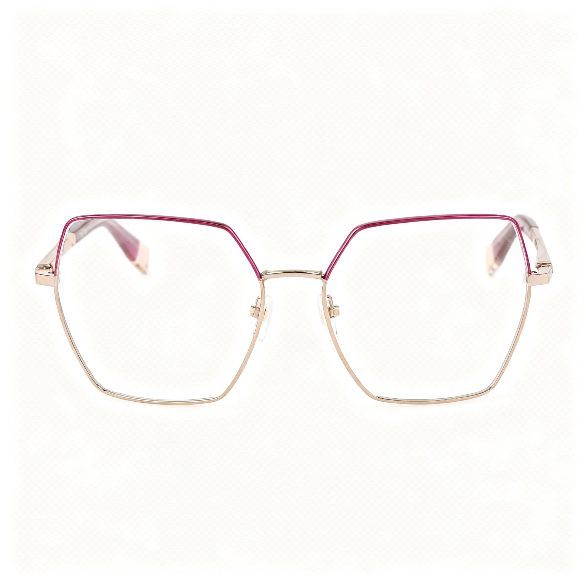 Furla Casual Women's Metal Frame with Non-Polarized Plastic Lenses, Oro Rosso Fuxia Eyeglasses, 55-15-135, Photo 3