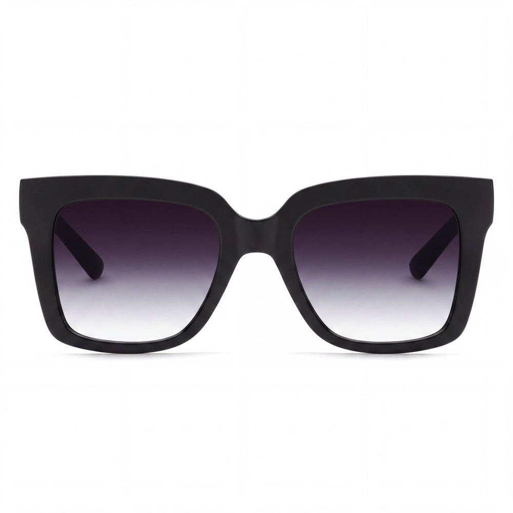 QUAY AUSTRALIA Women's Square Polarized UV Protection Sunglasses with Black Fade Plastic Frame 52mm