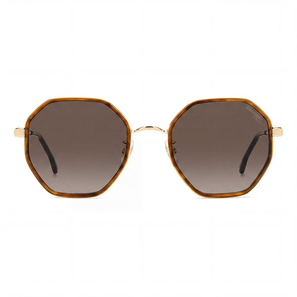 Gafas de sol Carrera Modern de mujer, armazón de cuerno y metal marrón, lentes marrones degradadas, protección UV 53mm