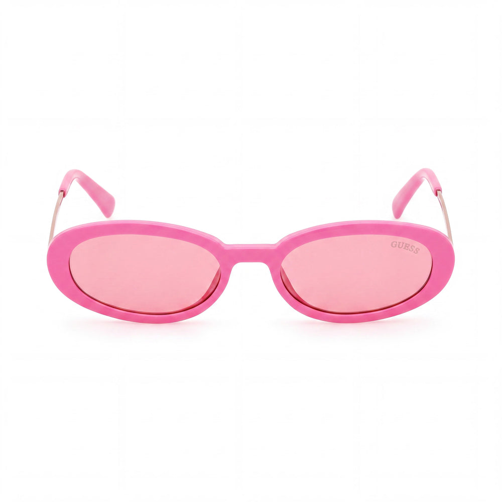 GUESS Women's Shiny Pink Injected Oval Non-polarised Sunglasses, Bordeaux Lenses, 51-18-145mm