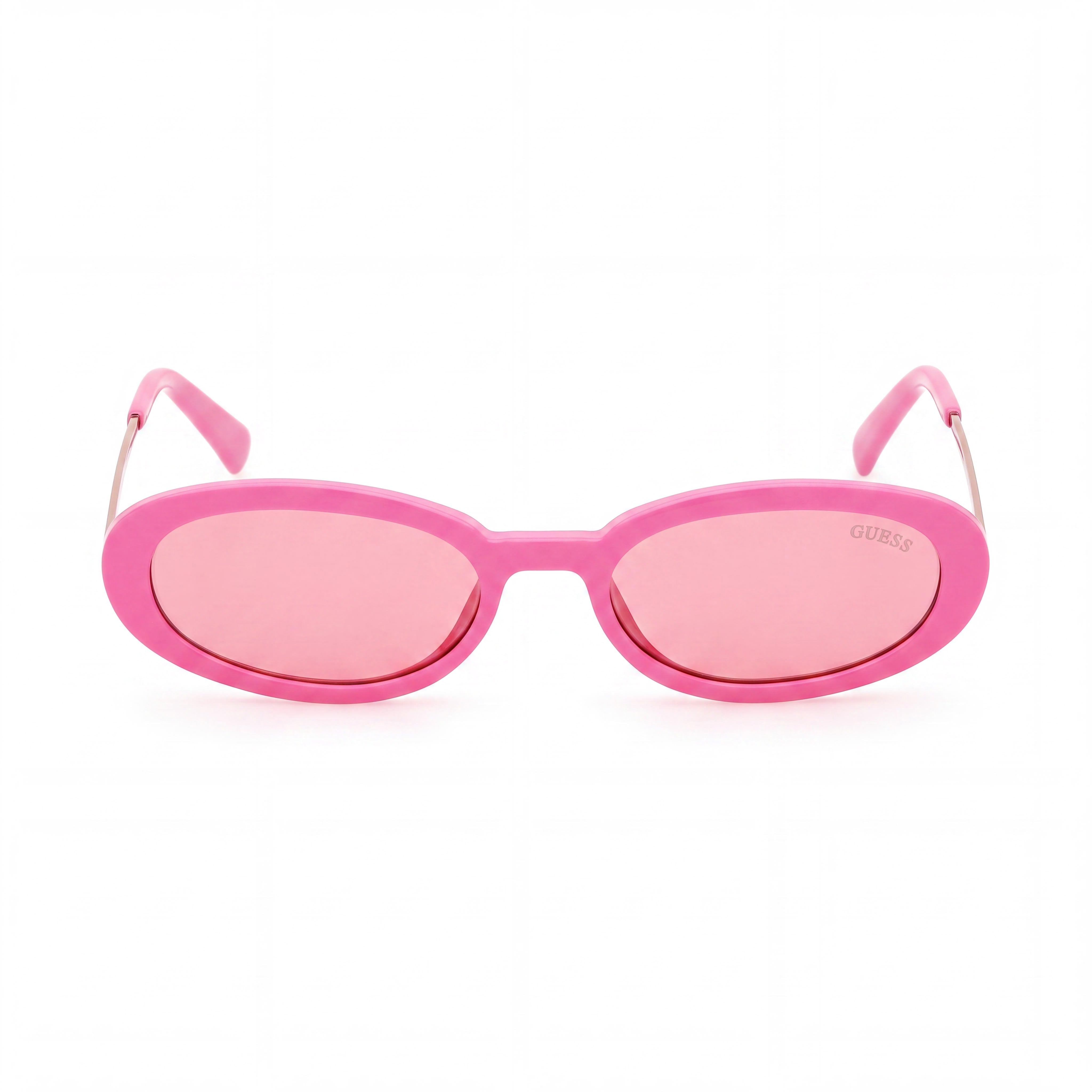GUESS Women's Shiny Pink Injected Oval Non-polarised Sunglasses, Bordeaux Lenses, 51-18-145mm, Photo 2