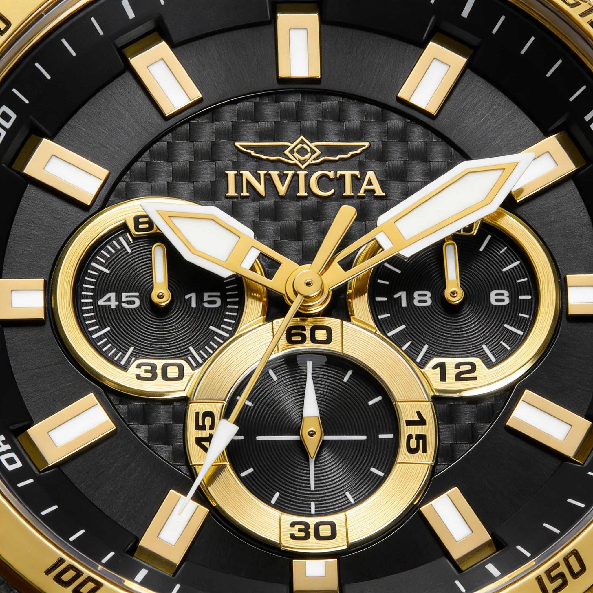 Invicta Speedway Chronograph Men's Gold Tone Black Dial GMT Dual Time Quartz Movement 10 ATM Water Resistant Watch 50mm, Photo 2