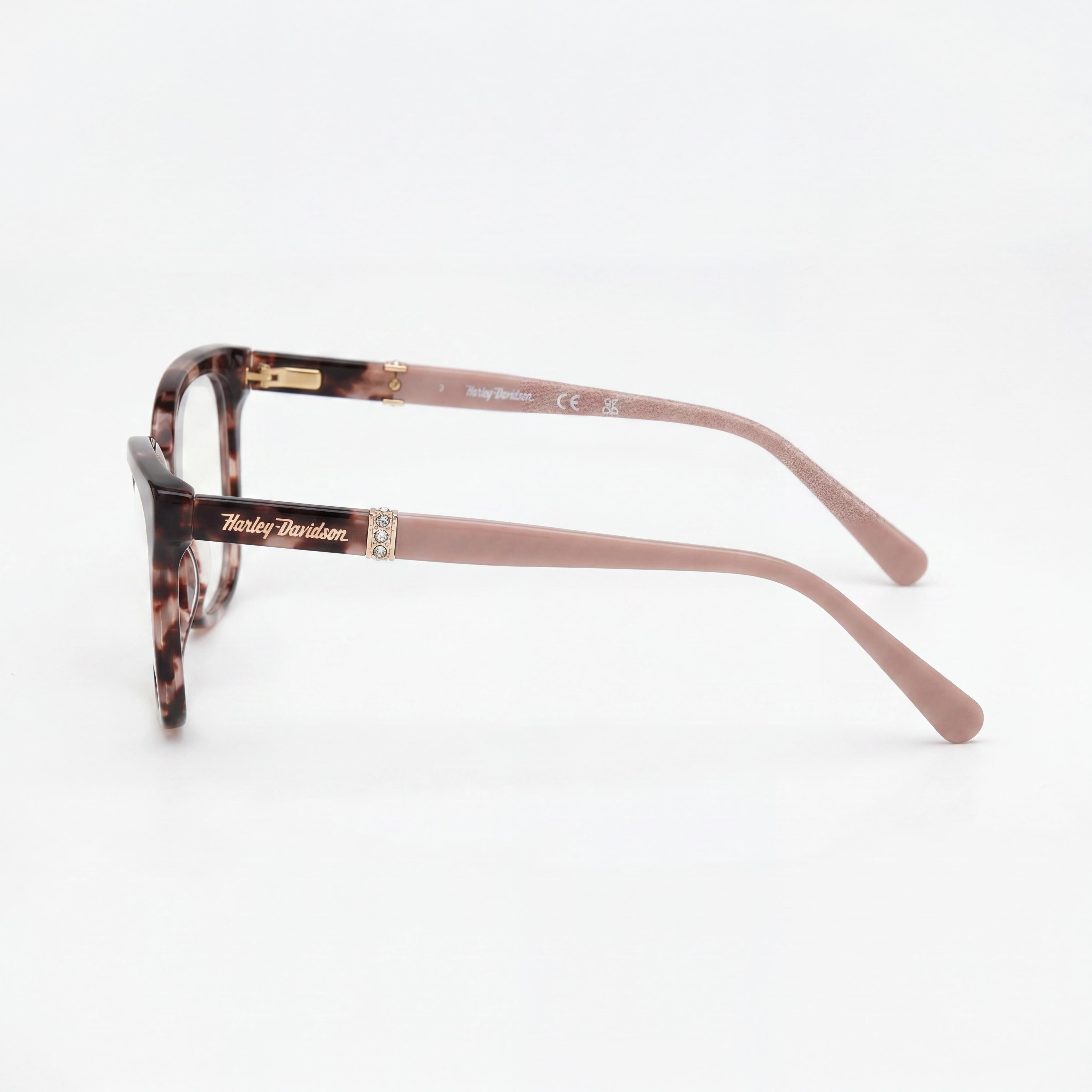 Gafas Harley-Davidson Hd50059 para mujer, armazón de plástico rosa mate Habana, lentes de 54 mm de ancho, Photo 3