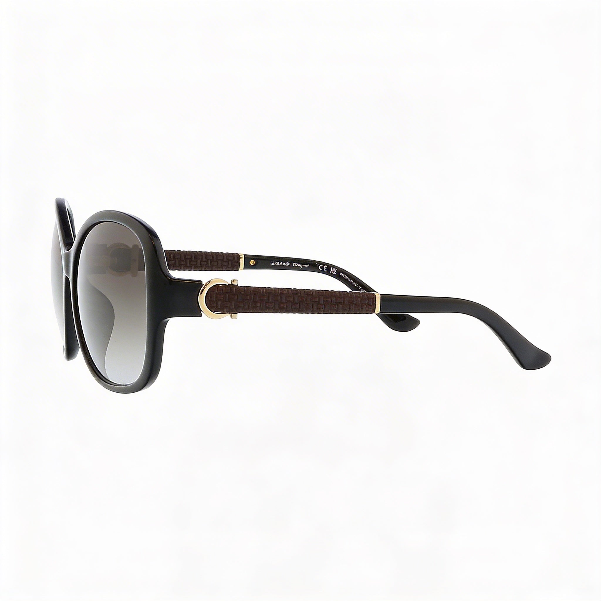 Gafas de sol Ferragamo Oval Gradiente Negro Gris de Mujer con Montura de Plástico Negro Gris Gradiente, Lente de Gradiente Gris, Protección UV, 59mm, Photo 3