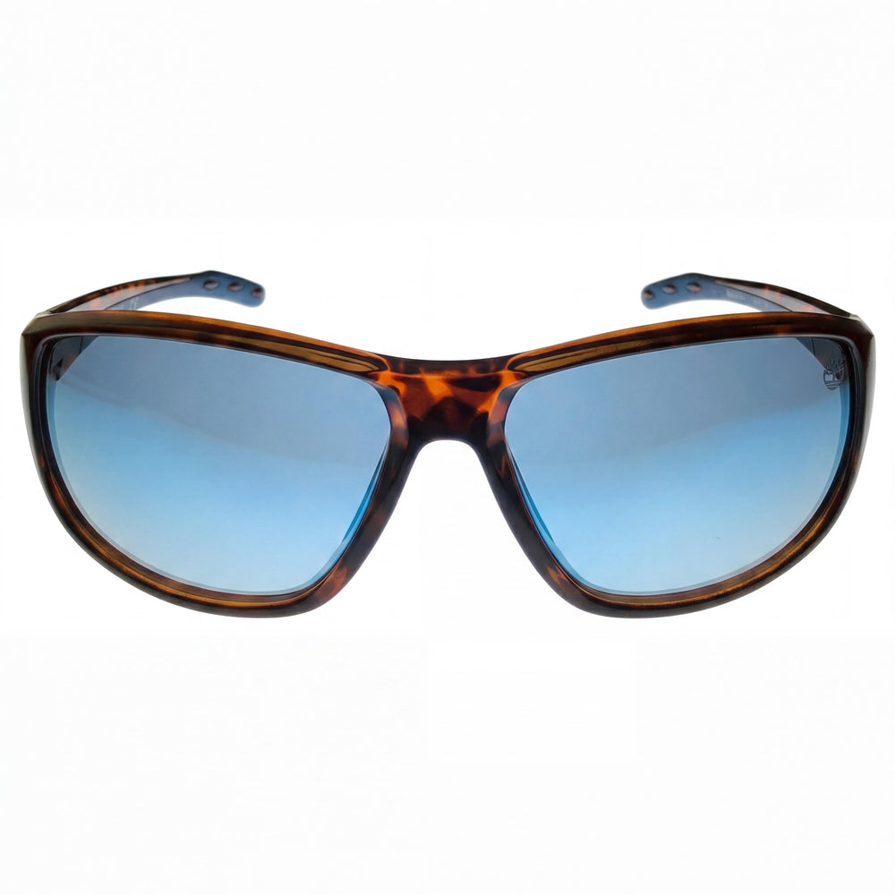 Timberland Men's Rectangle Wrap Plastic Frame & Lens Polarized UV Protection Sunglasses - Dark Havana Frame, Smoke Lens, 65mm