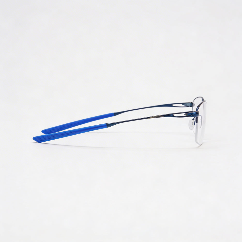 Nike 6045 Men's Titanium Eyeglasses with Semi-Rim Rectangle Frame in Satin Navy 54-17-145
