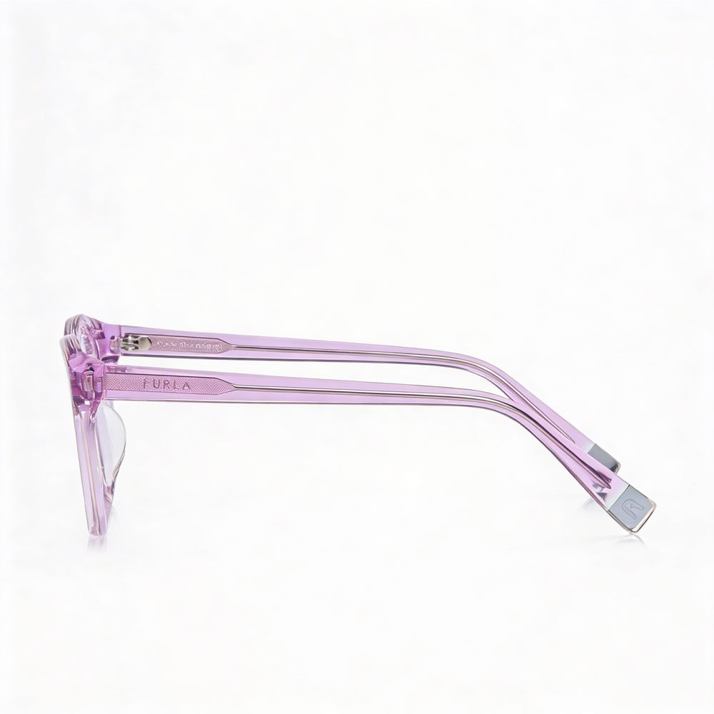 Furla Vfu642v Unisex Eyeglasses, Shiny Transparent Acetate Frame, Lenses, 50mm Lens Width