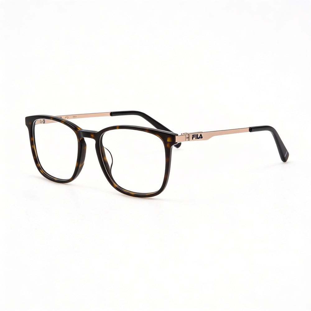 Fila Classic Men's Optical Eyeglasses with Dark Havana Acetate-Metal Combination Frame, 53mm Lens Width