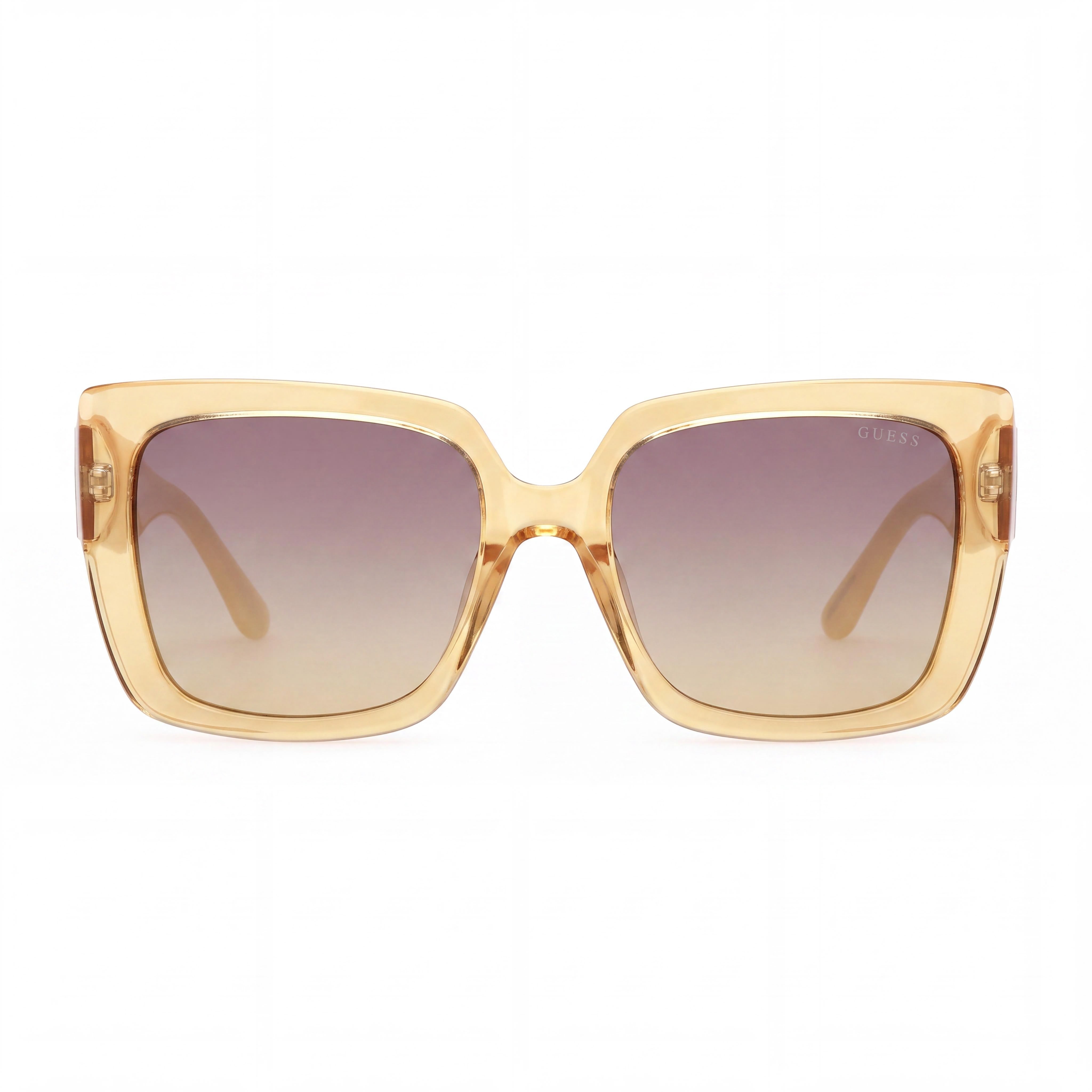 GUESS Gafas de sol contemporáneas para mujer con montura de plástico brillante amarillo claro, protección UV y degradado ahumado de 53 mm, Photo 2