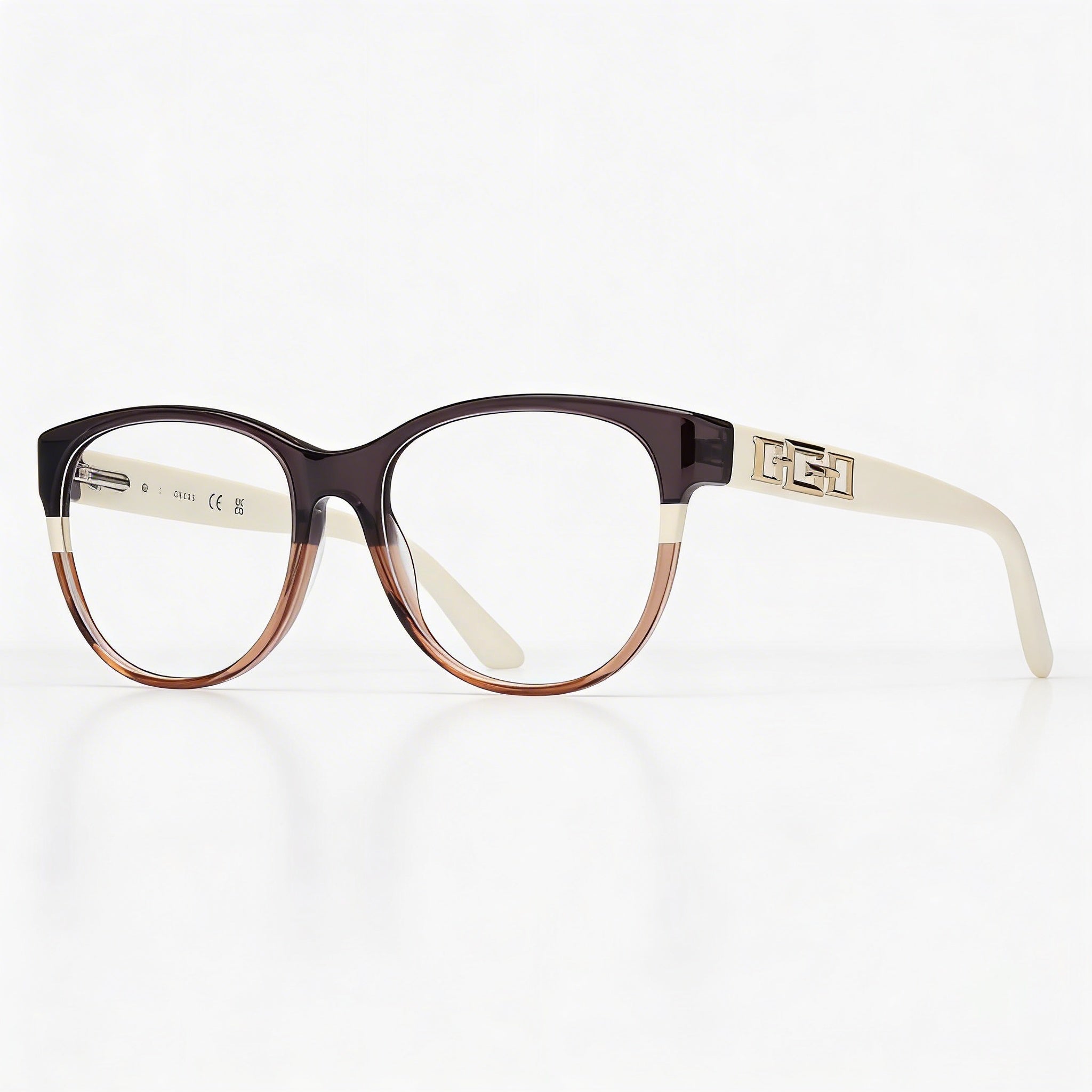 Gafas de policarbonato con montura de plástico brillante color marfil a rayas grises Guess MODERNO para mujer 50-17-140mm, Photo 3