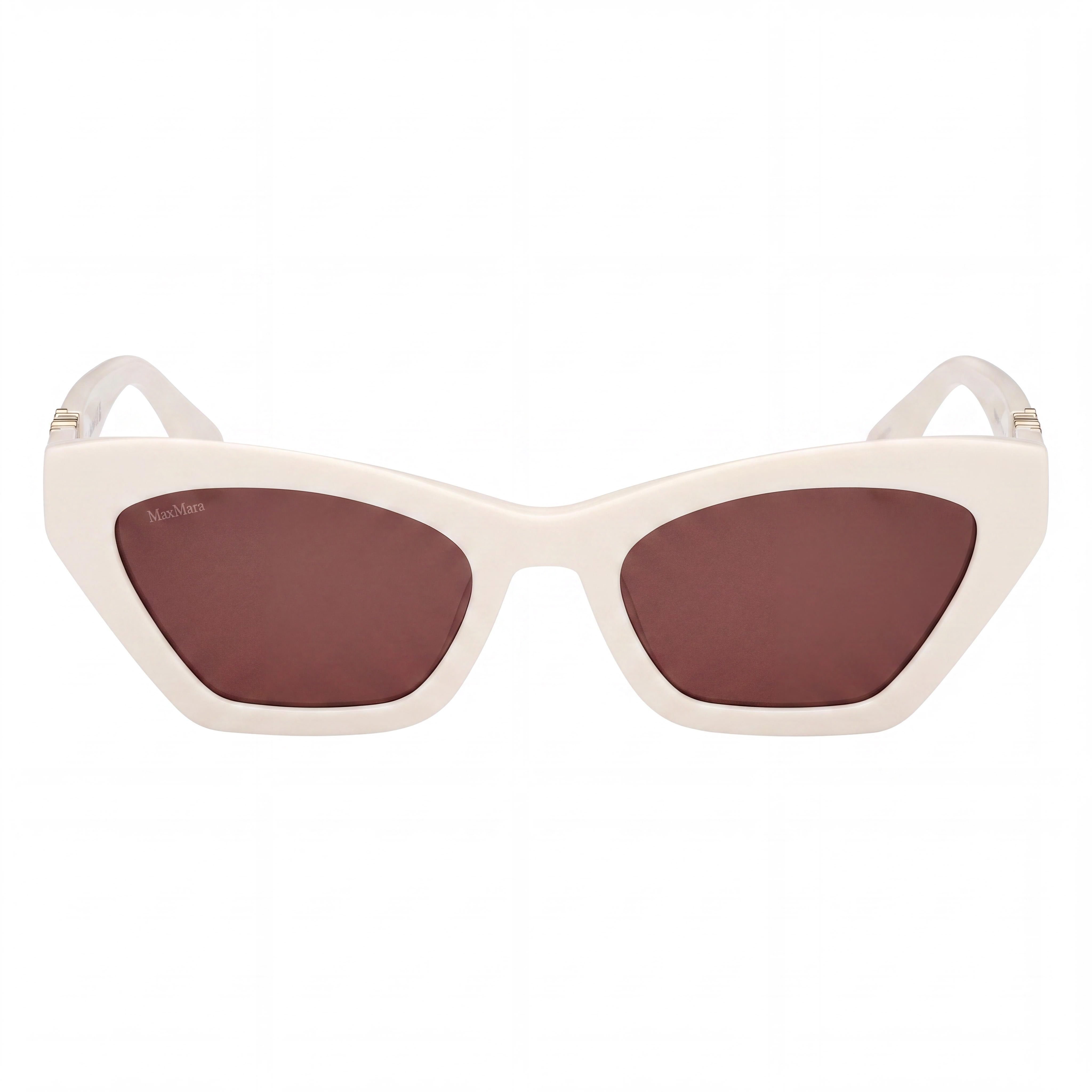 MaxMara MM0057 Modern Women's Sunglasses with Shiny White Frame & White Lenses 52-19-140, Photo 2