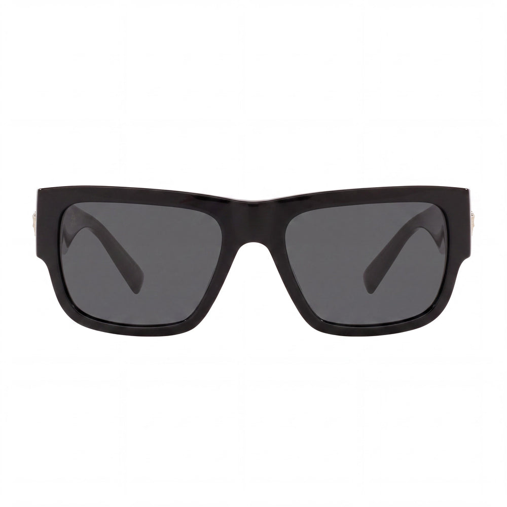 Gafas de sol unisex Versace VE4406 | Montura de plástico negro gris oscuro | Lentes de policarbonato gris oscuro | Protección UV | 56 mm
