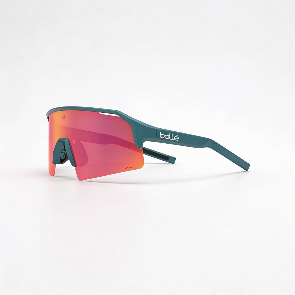 bollé Volt Unisex Creator Teal Metallic TPU Frame, Volt Ruby Polycarbonate Non-Polarized UV Protected Lenses, 140mm