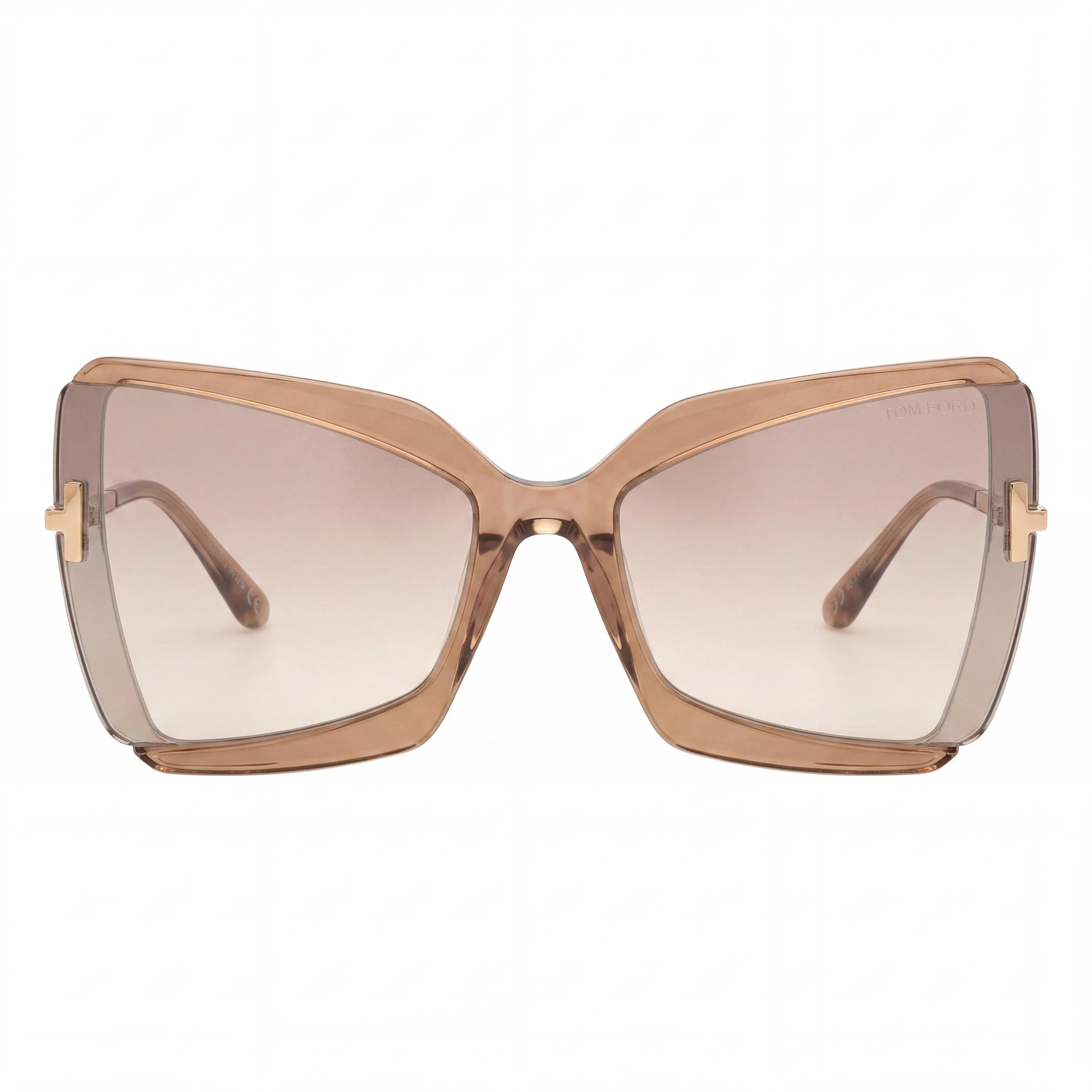 Tom Ford Butterfly Unisex Pantographed Plastic Transparent Beige Brown Mirror UV400 Sunglasses 63mm, Photo 2