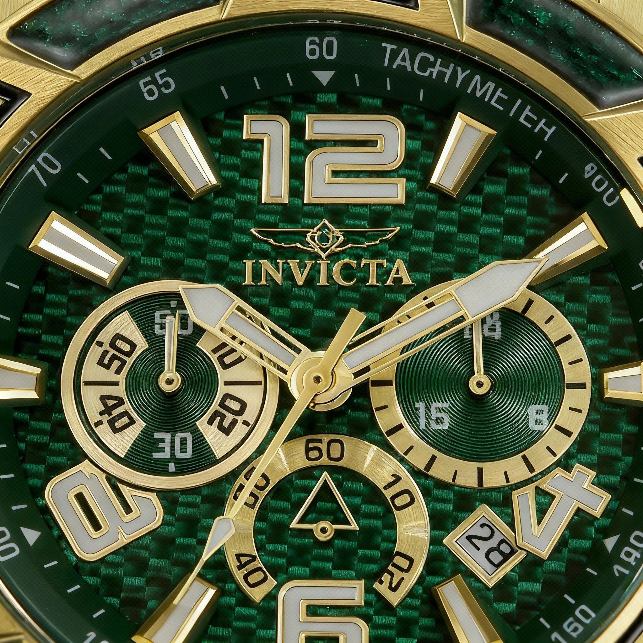 Reloj Invicta Pro Diver 34156 para hombre, cronógrafo de cuarzo, esfera verde, acero inoxidable dorado, 50 mm, Photo 3