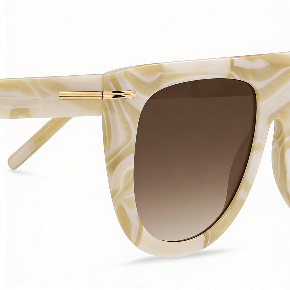 Hugo Boss Modern Women's Pearled Beige White Ecological Oil Frame UV Protection Sunglasses 56mm