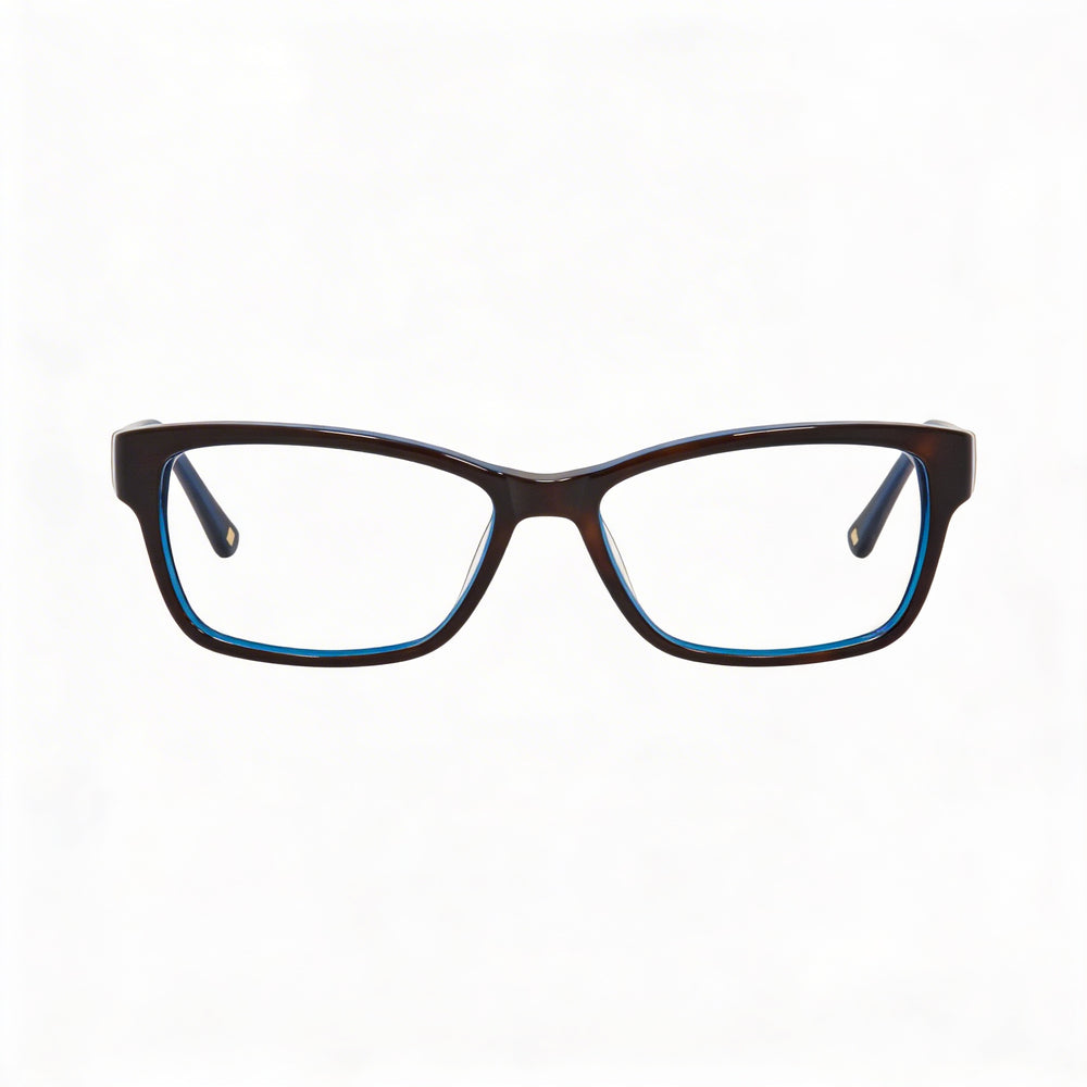 Gafas de sol rectangulares de plástico azul habana para mujer Liz Claiborne 616, 55-15-135