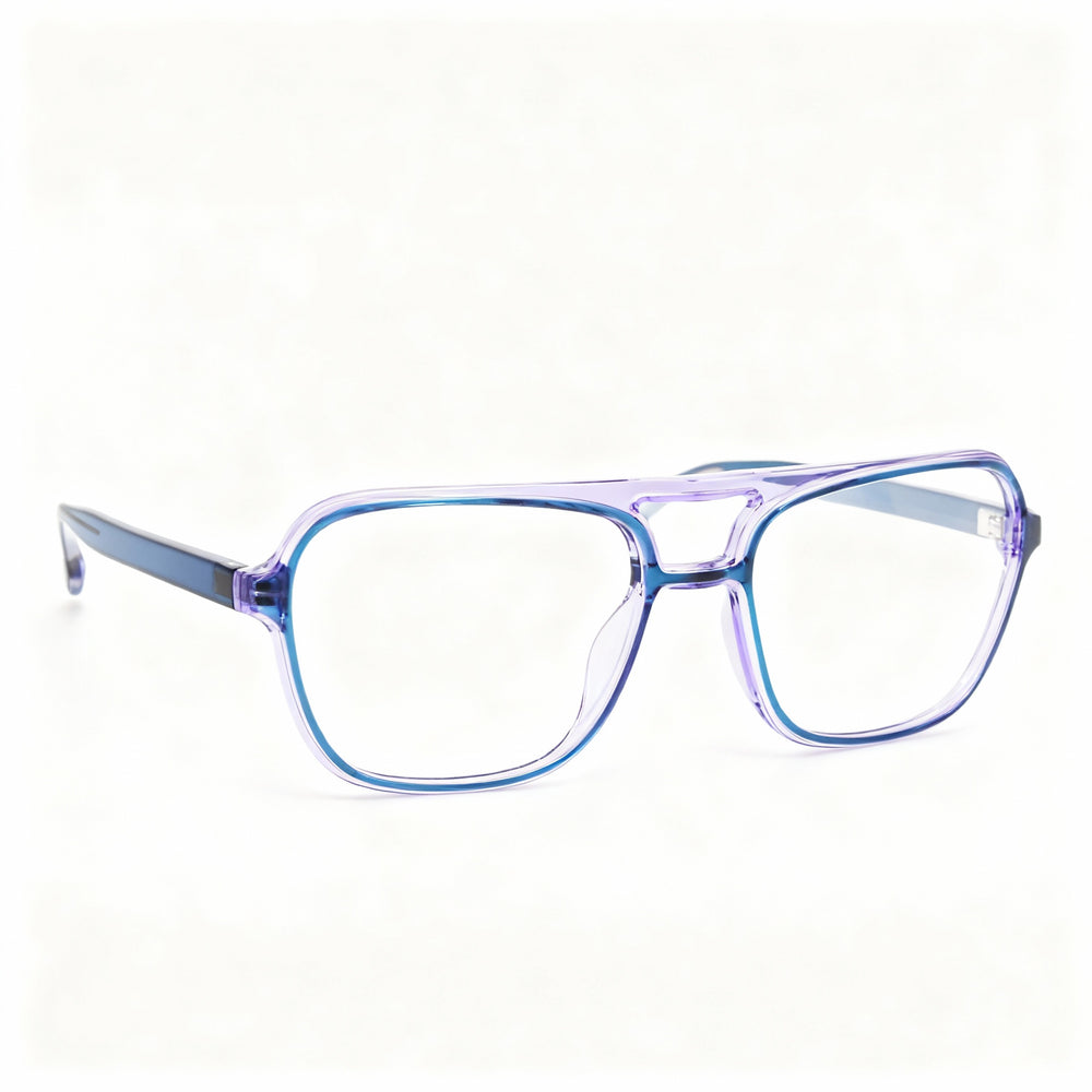 MCALLISTER Mc4534 Men's Full Rim Metal Clear Lens Eyeglasses in Teal Purple, Lens Width 56mm, Bridge Width 18mm, Temple Length 140mm