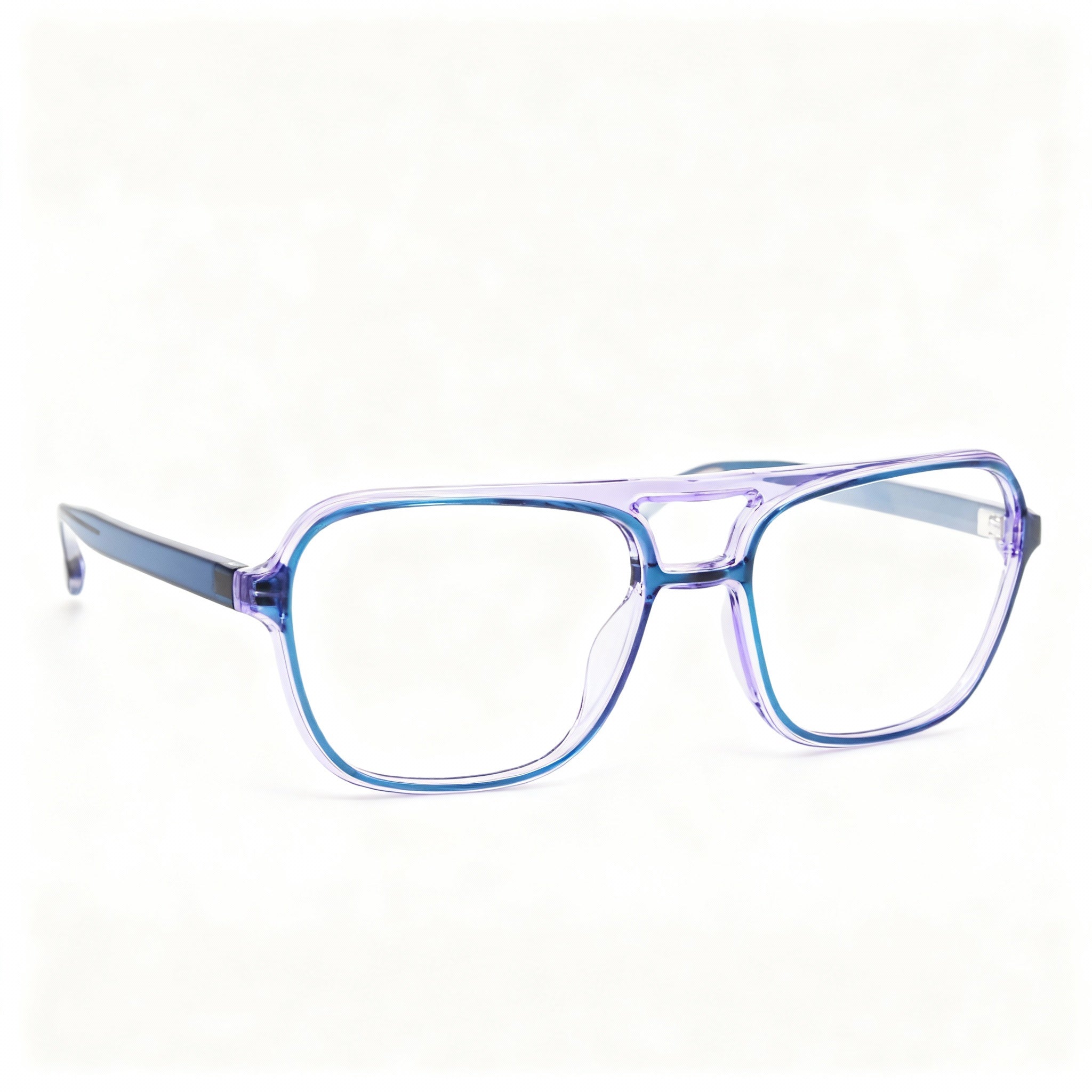 MCALLISTER Mc4534 Men's Full Rim Metal Clear Lens Eyeglasses in Teal Purple, Lens Width 56mm, Bridge Width 18mm, Temple Length 140mm, Photo 3