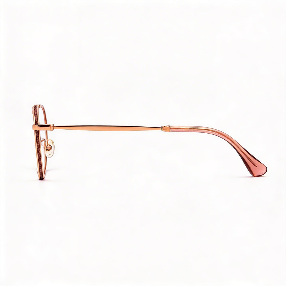 Gafas Jimmy Choo Crystal & Glitter Collection Unisex de Metal Tono Dorado Redondas con Cristales Rosas y Purpurina de 51mm