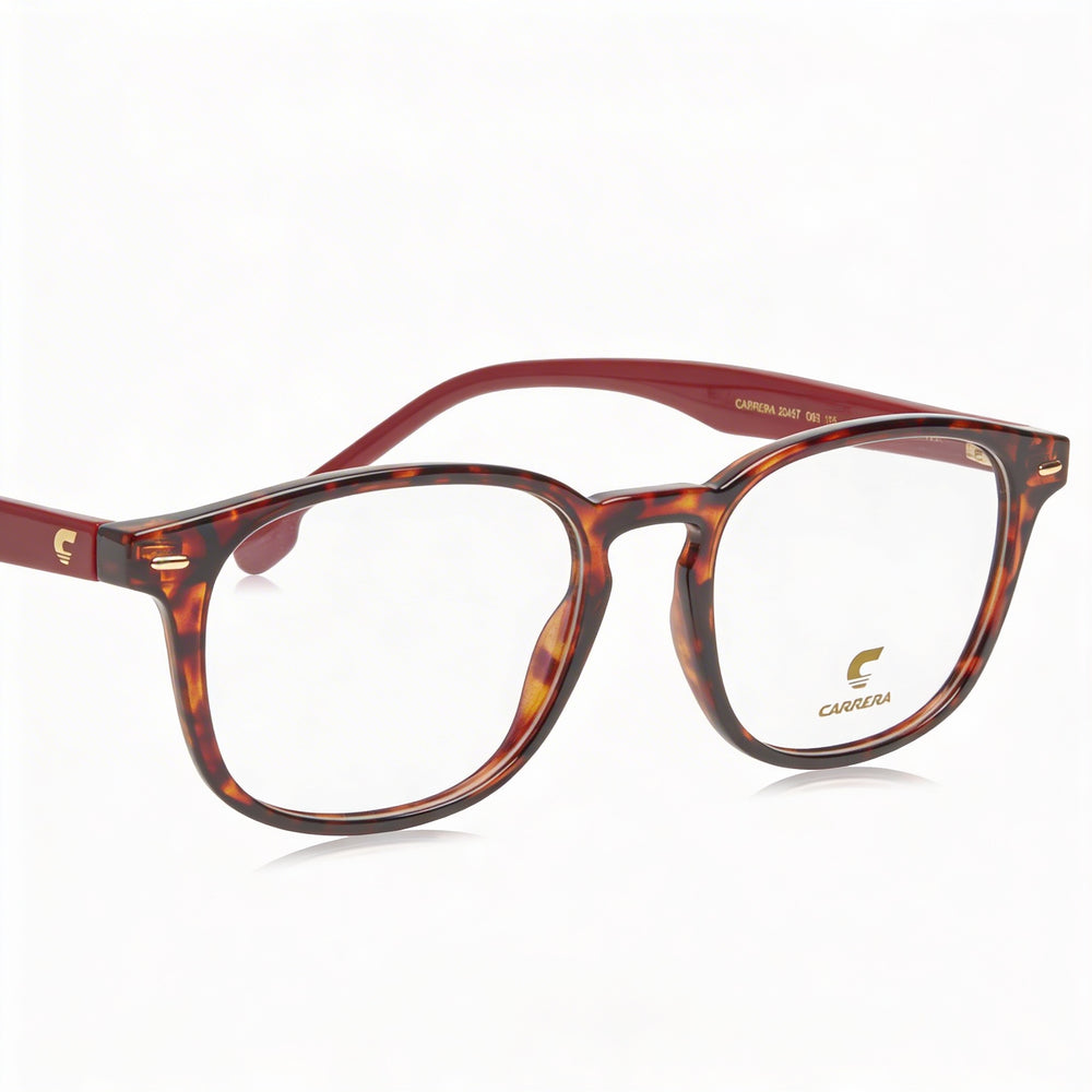 Gafas Carrera Casual Style Unisex con montura de plástico rojo Habana y lentes de policarbonato transparentes, 49 mm