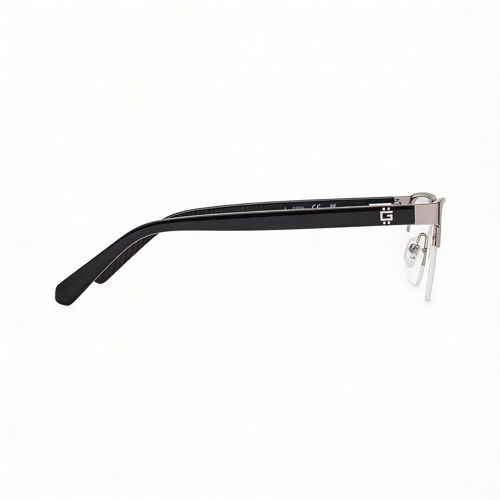 GUESS Gu50326 Men's Metal Eyeglasses with Demo Lenses - Matte Light Ruthenium Shiny Black 53mm