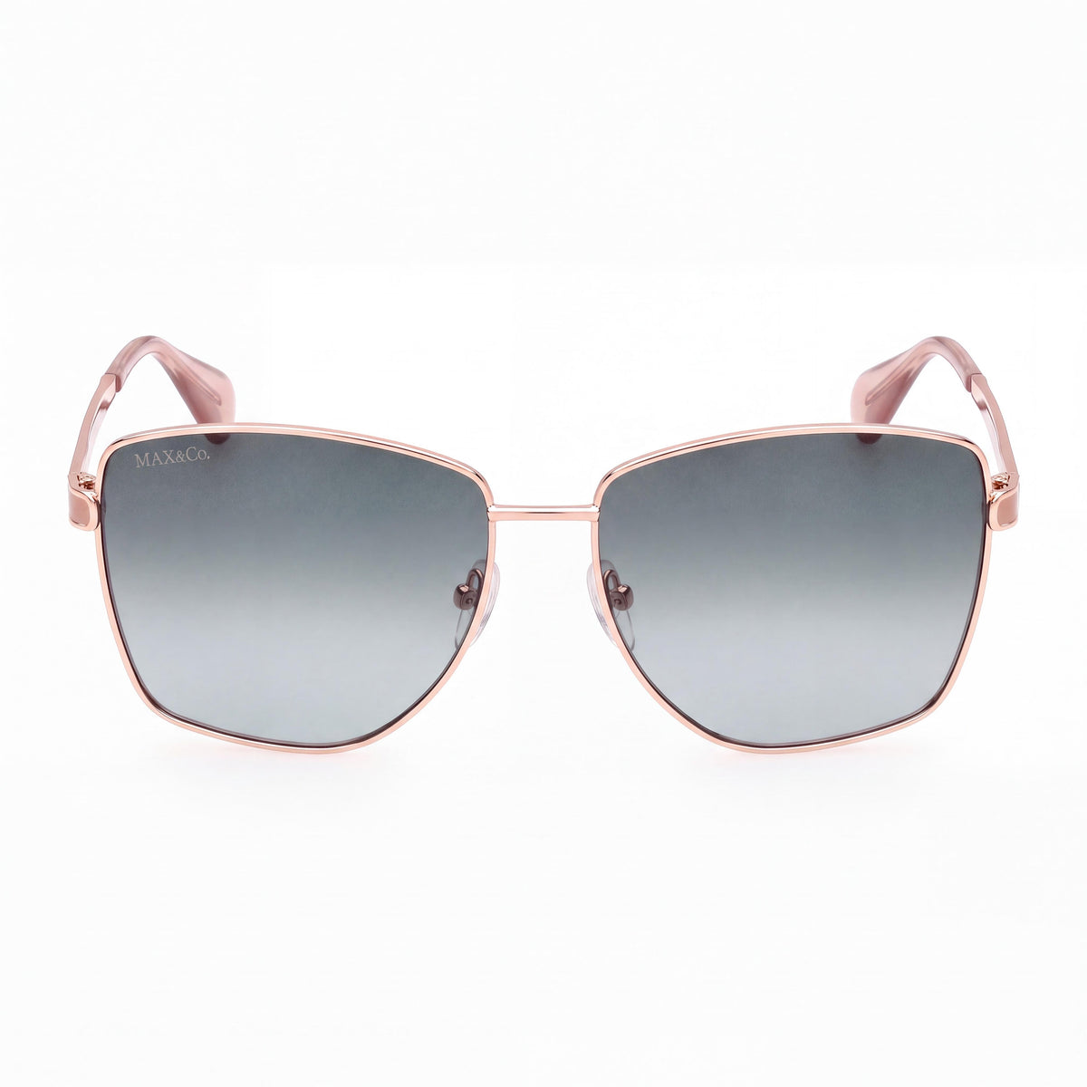 Max & Co. Modern Women's Metal Sunglasses, Shiny Pink Gold Frame, Gradient Green Lenses 57, Photo 2