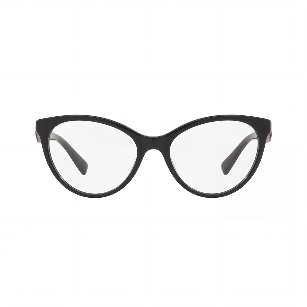 Monturas de Gafas Valentino Lujo Clásico Modelo Unisex Negro Compuesto con Lentes de Demostración de Plástico, Ancho de Lente de 53mm, Puente de 19mm