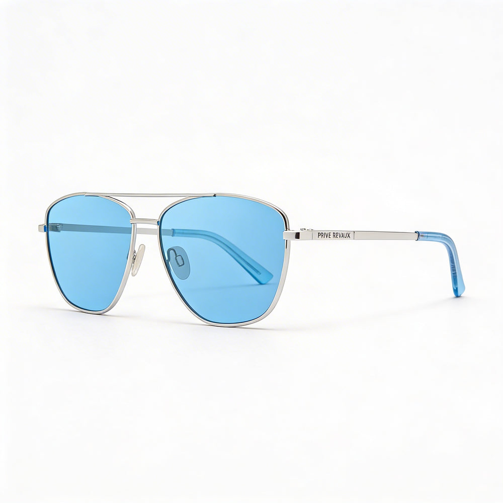 PRIVÉ REVAUX Modern Unisex Stainless Steel Palladium Silver Mirror Palladium Non-Polarized Lens Sunglasses 57-14-145