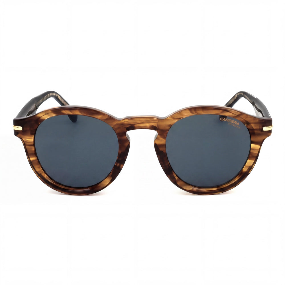 Carrera Gafas de sol de mujer modernas con montura de acetato de cuerno marrón, forma pantos, protección UV no polarizada de 48 mm