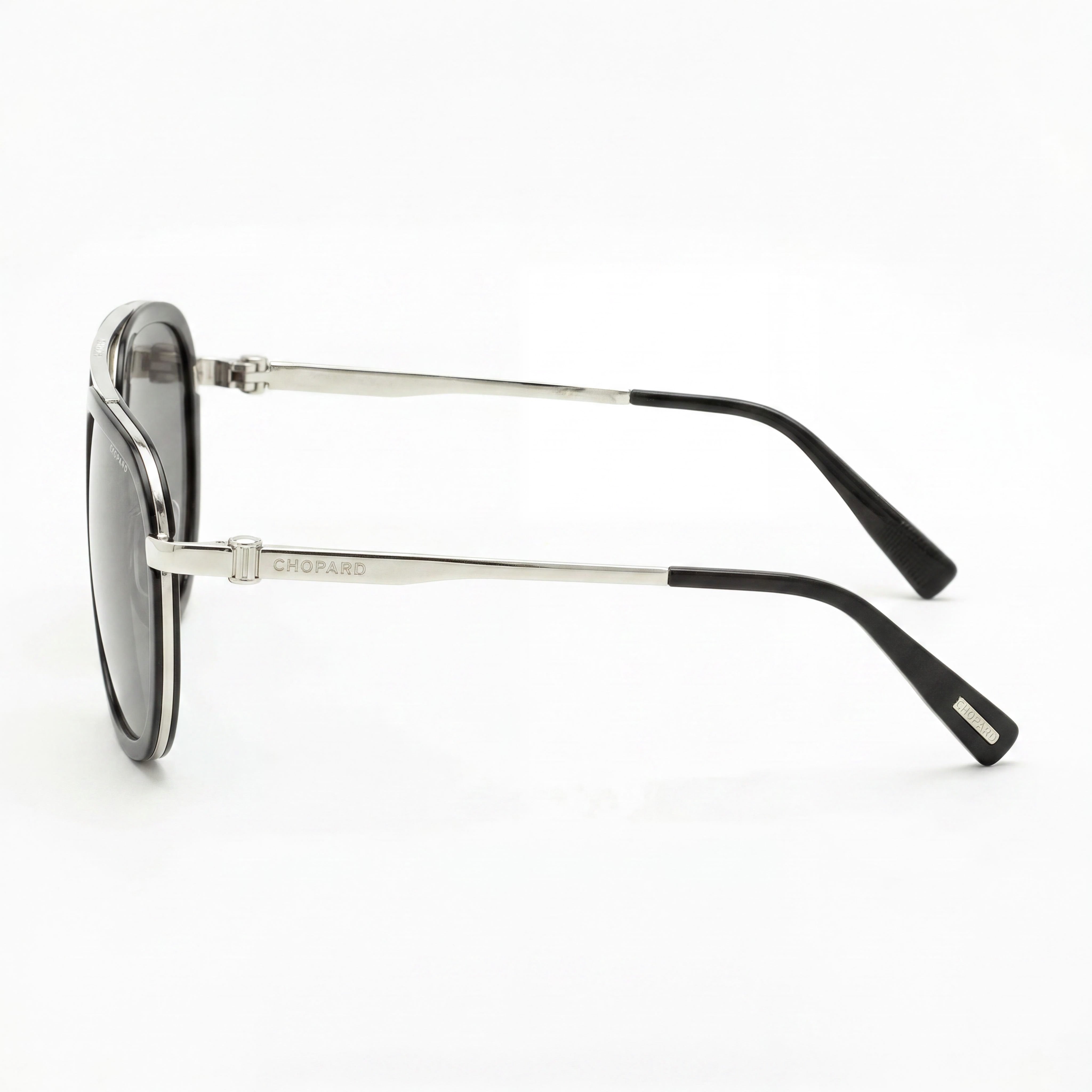Chopard Women's Gray Silver Metal Frame Sunglasses with Polarized Acetate Lenses and UV Protection, Photo 3