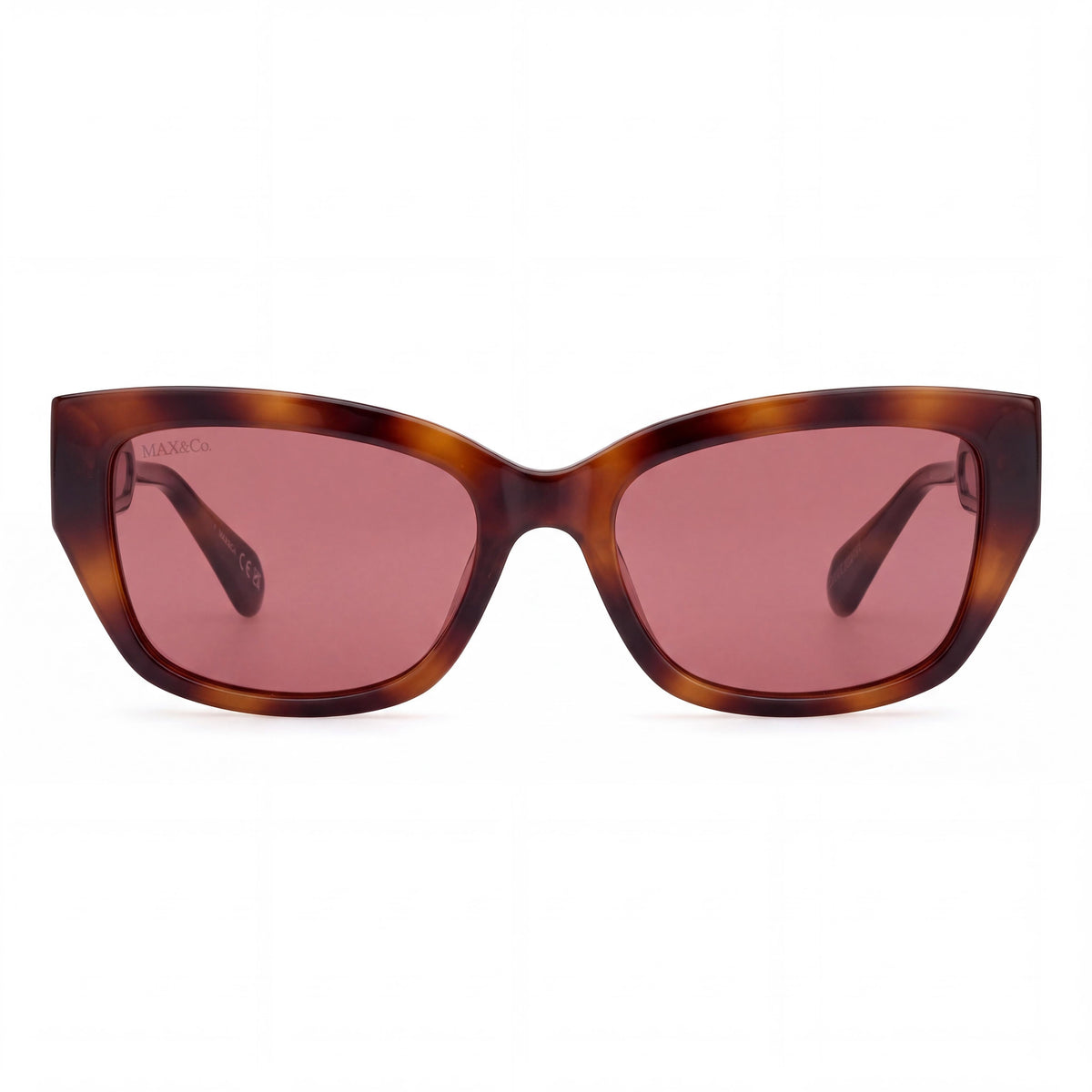 Max & Co. Gafas de sol de mujer con montura inyectada, negro brillante, lentes rojas, protección UV, 54 mm, Photo 2