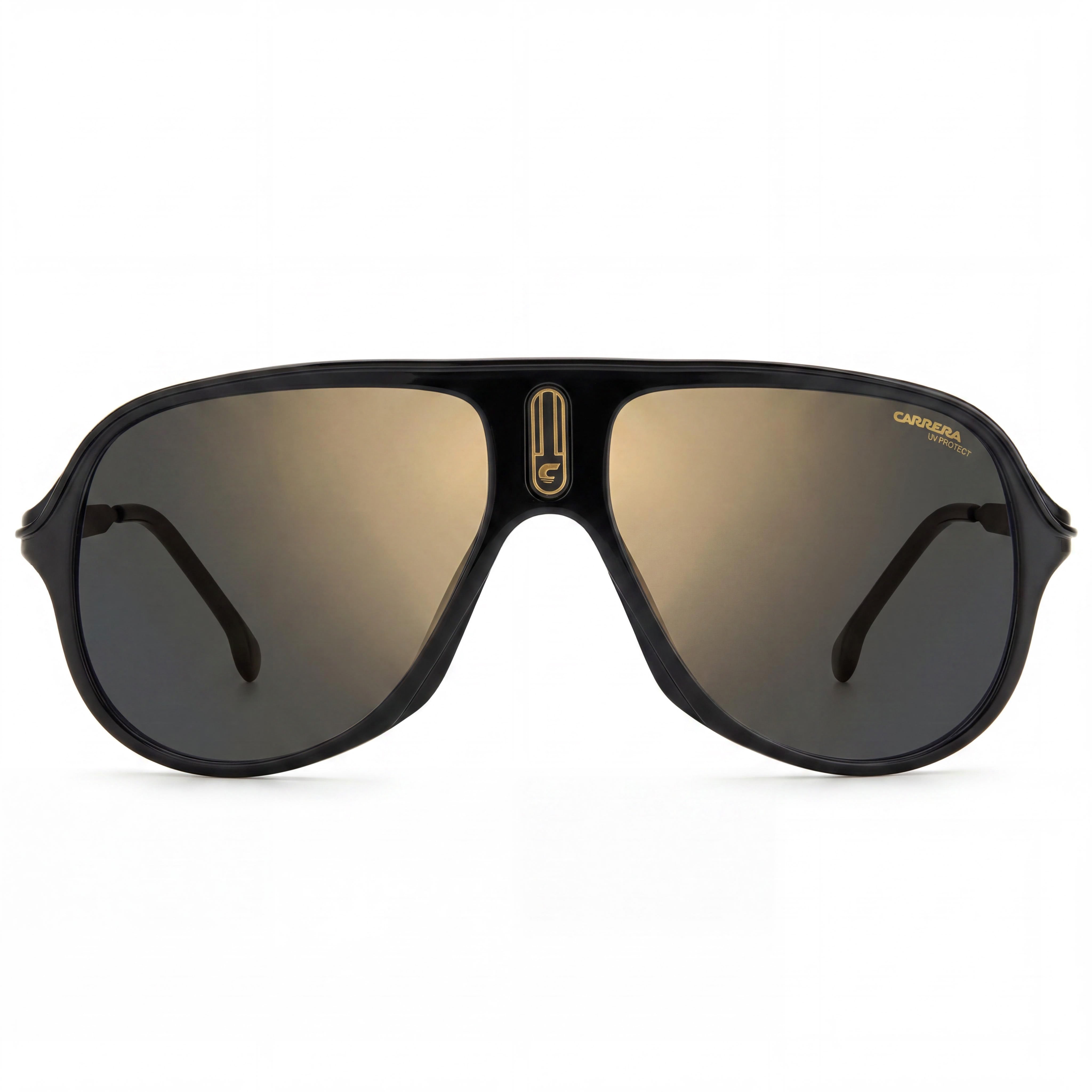 Gafas de sol unisex Carrera Safari65/N, montura de poliamida negra mate, lentes espejadas no polarizadas en gris dorado, protección UV, 62 mm, Photo 2