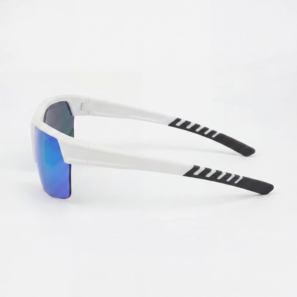 Gafas de sol rectangulares deportivas polarizadas de plástico Columbia para hombre, 100 % protección UV, blanco azul flash, 70 mm