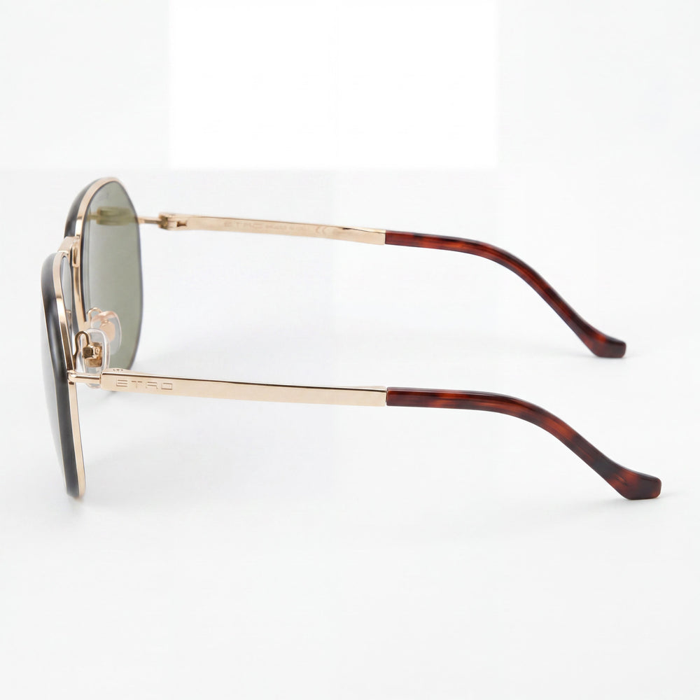 Etro Casual Unisex Stainless Steel Rose Gold Green Frame, Green Polycarbonate Lens Sunglasses 64mm