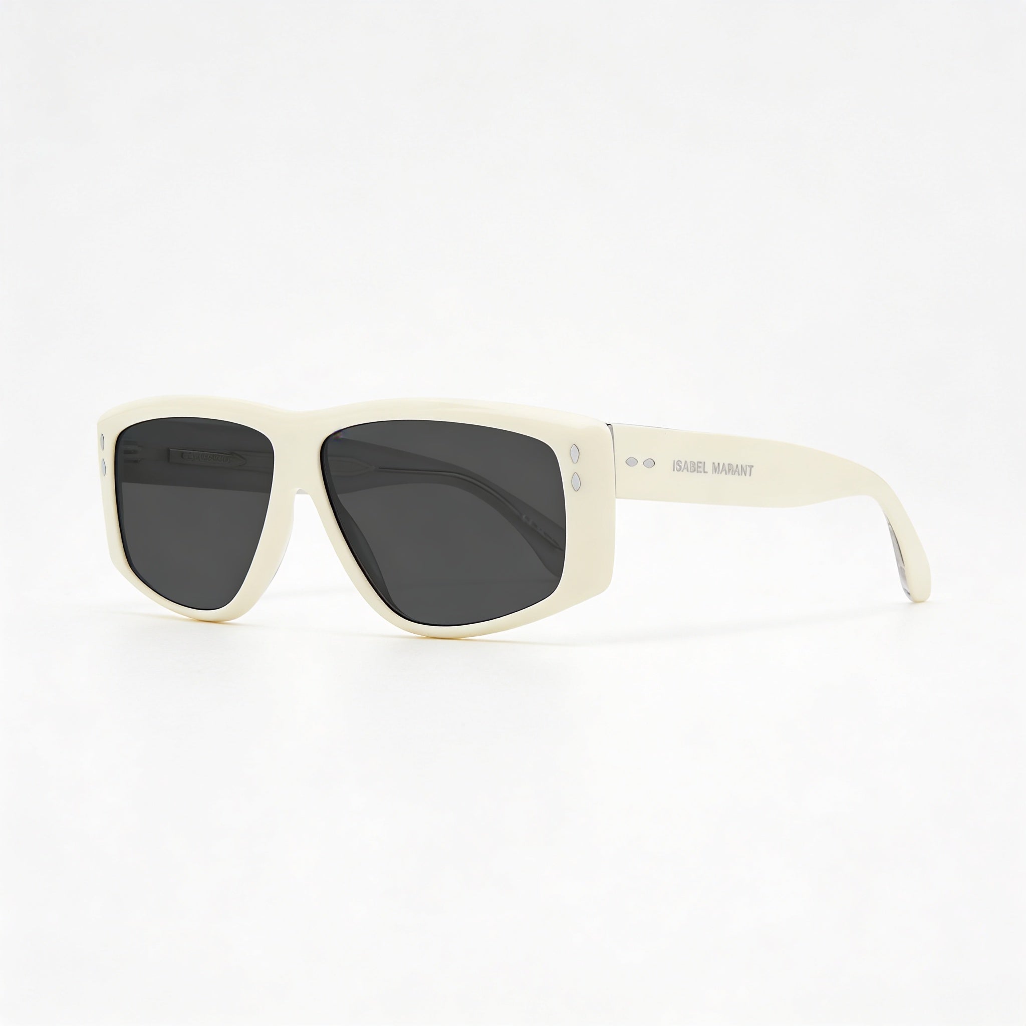 Gafas de sol rectangulares modernas Isabel Marant para mujer con montura de acetato color marfil y lentes UV grises de 61 mm, Photo 3