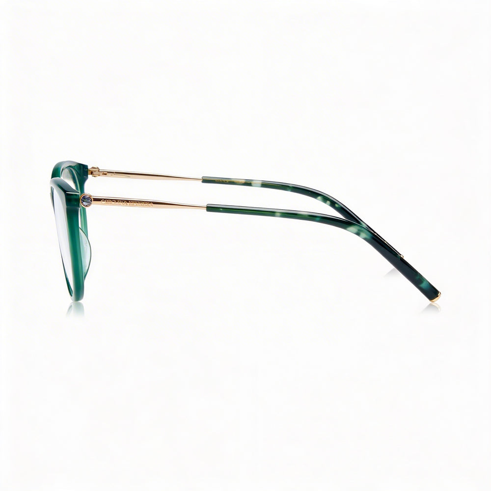 Carolina Herrera Her 0196 Gafas para mujer, montura de plástico verde, lentes transparentes no polarizadas, 55-15-145