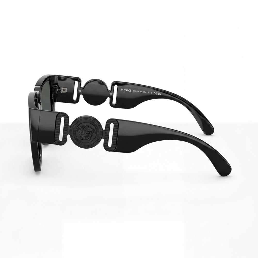 Gafas de sol unisex Versace Ve 4483d rectangulares de montura completa con protección UV, negras, gris oscuro 57-16-140