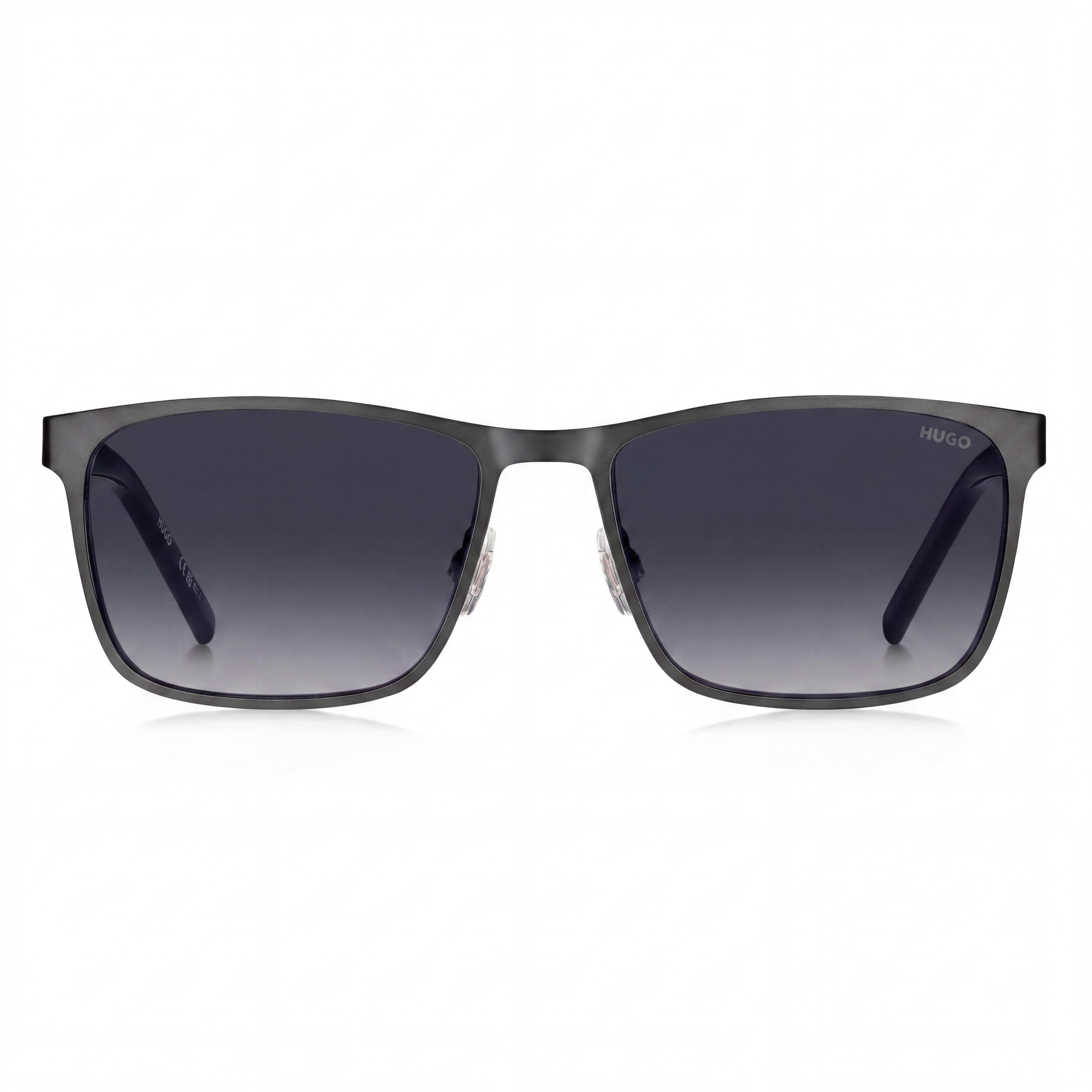 HUGO Hg 1328/S Rectangular Women's Stainless Steel Sunglasses Matte Ruthenium Black Dark Grey Shaded Lenses 57mm 100% UV, Photo 2