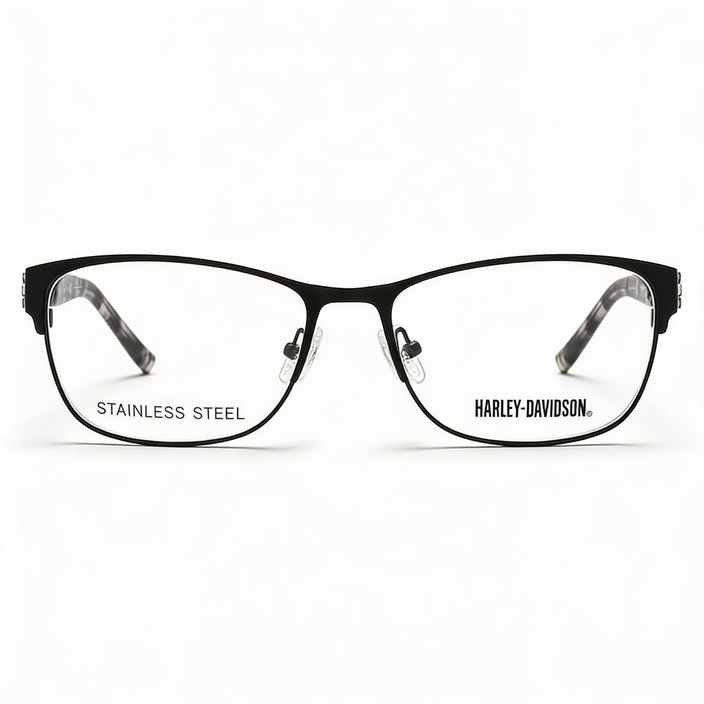 Harley-Davidson Women's Hd0540 Stainless Steel Matte Black, Havana Pearl Frame Black Lens Eyeglasses 56mm