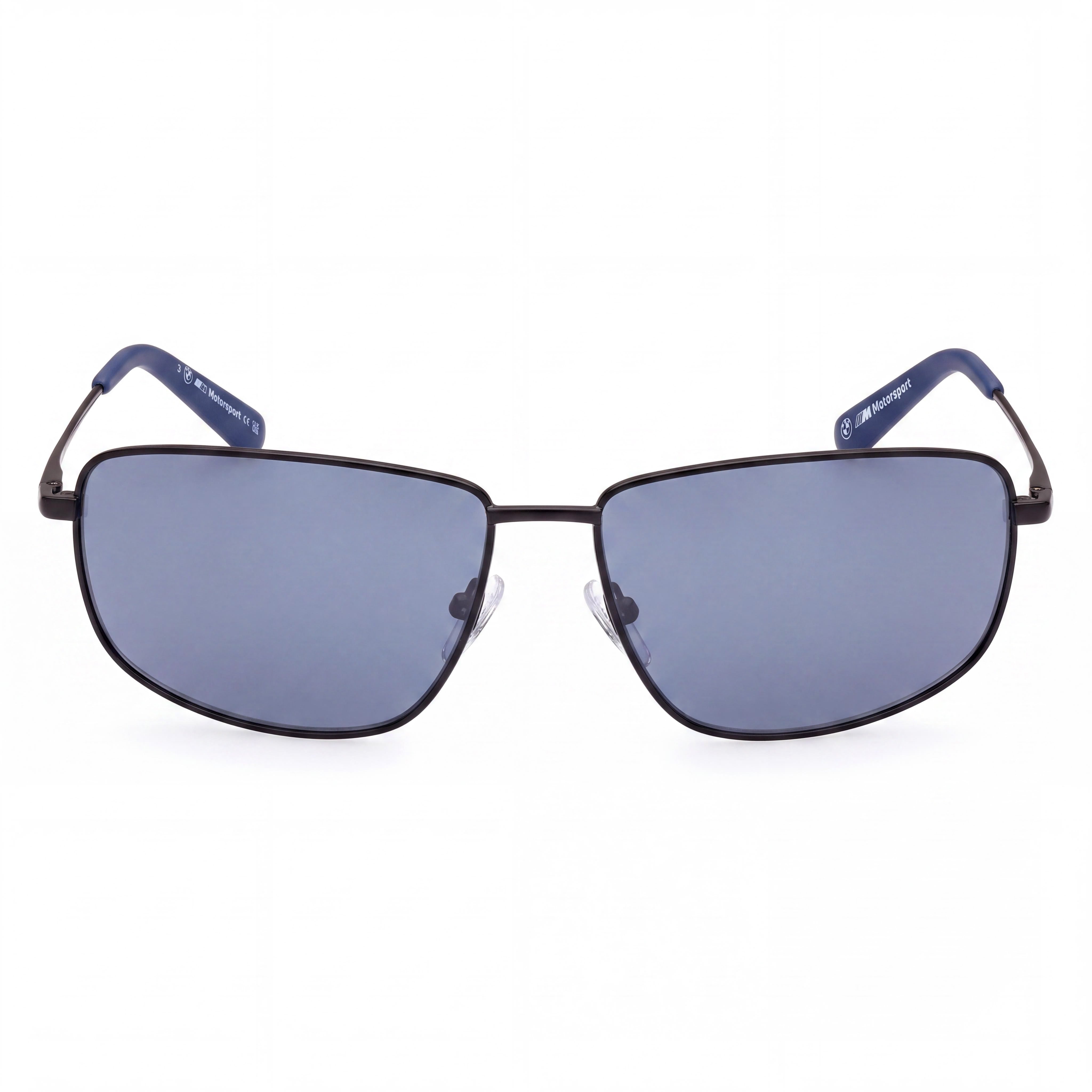 BMW MOTORSPORT Men's Metal Sun Glasses with Matte Black Blue Frame & Polarized Lenses, 62mm Lens Width, Photo 2