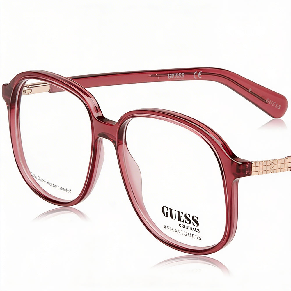 Guess Casual Unisex Bordeaux Plastic Frame Eyeglasses 53mm with and Non- Lenses