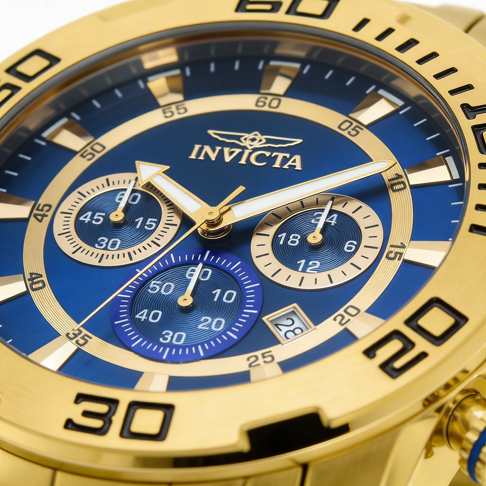 Invicta Men's Diver Chronograph Watch, Gold Tone Stainless Steel, Blue Dial, Date & GMT Function, 50mm, Photo 2