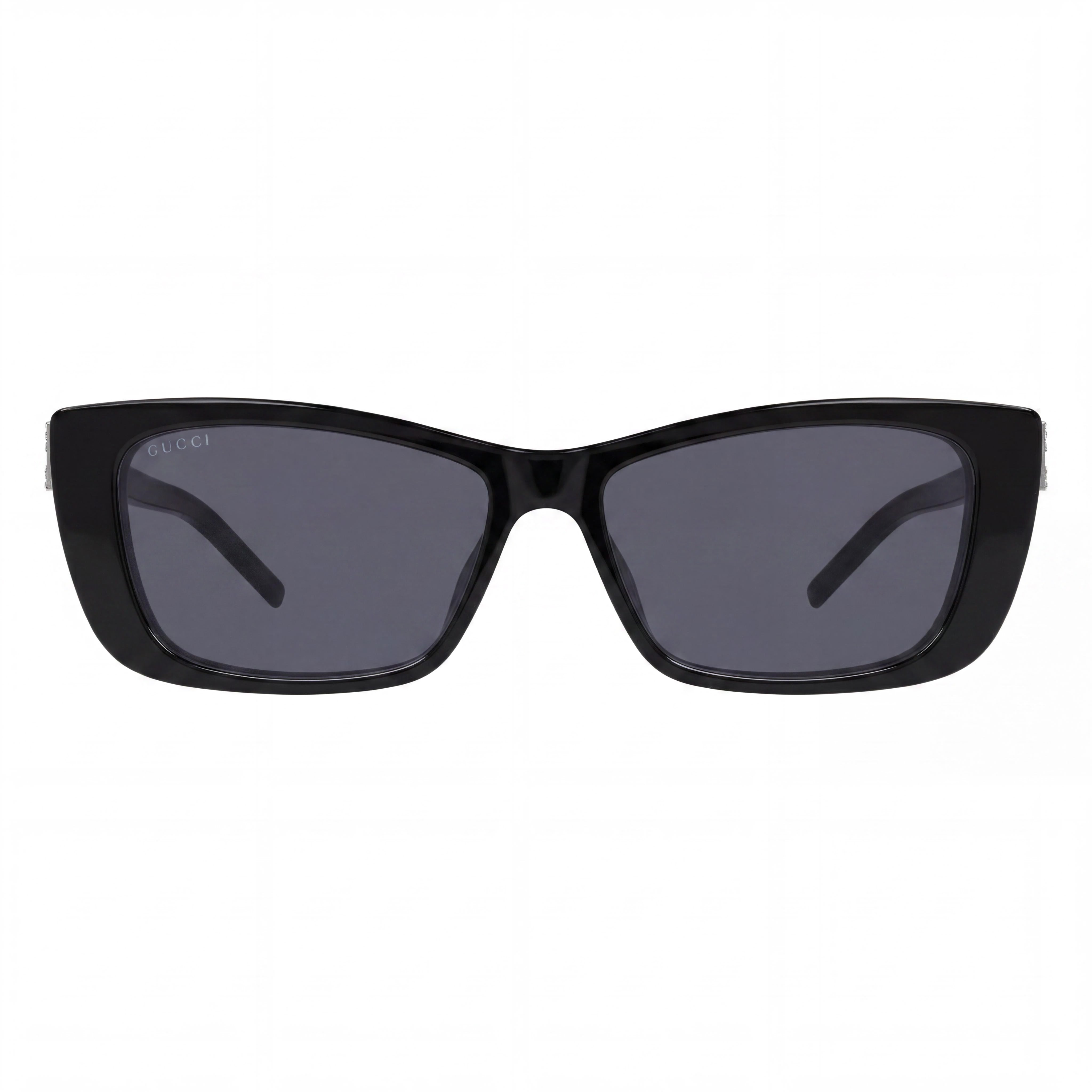 Gucci Modern Unisex Rectangular Cat-Eye Acetate Sunglasses, Black Grey Frame, UV Protection, Non-Polarized, 53mm, Photo 2