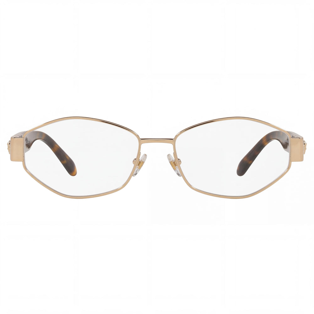 Gafas ópticas Versace Classic de metal dorado pálido para mujer con lentes de policarbonato, 53 mm