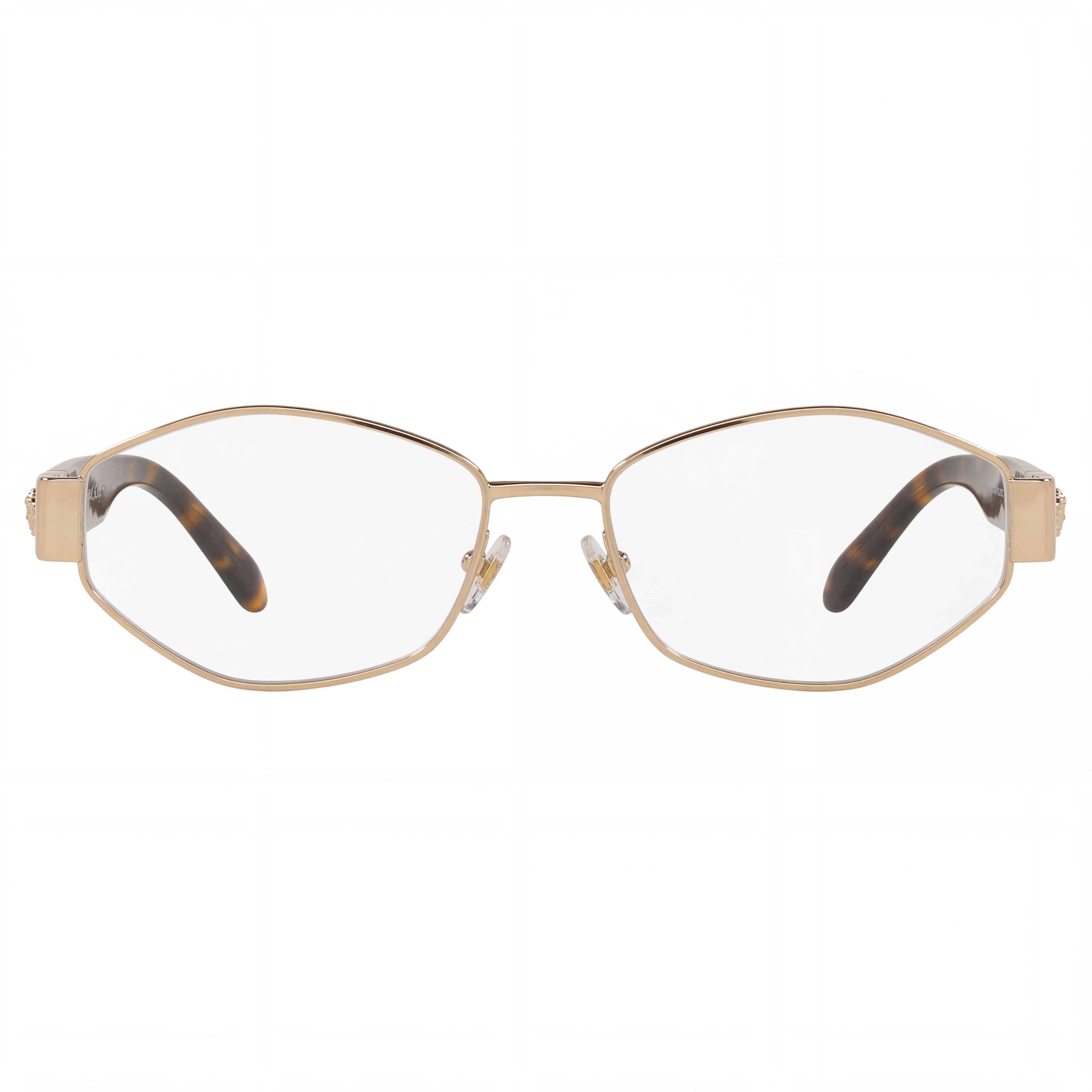 Gafas ópticas Versace Classic de metal dorado pálido para mujer con lentes de policarbonato, 53 mm, Photo 2